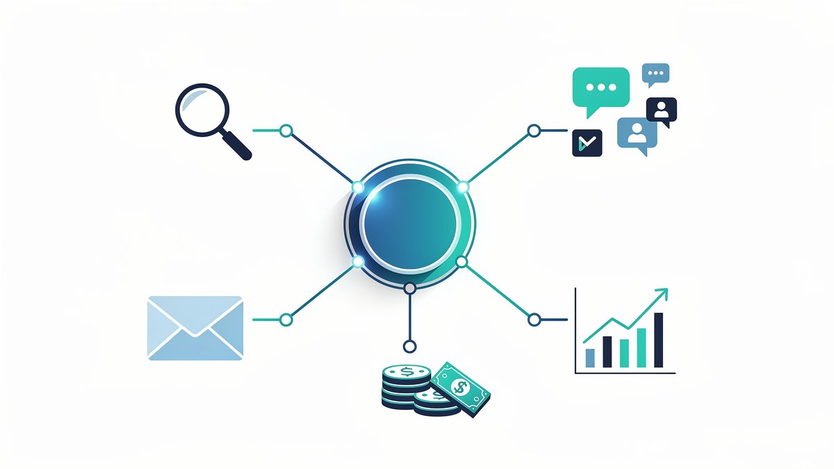 Ecosistema del marketing digital: SEO, redes sociales, email marketing, analítica y publicidad digital conectados