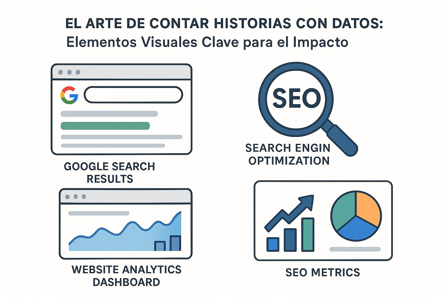 Representación visual de la integración de tablas HTML y elementos multimedia