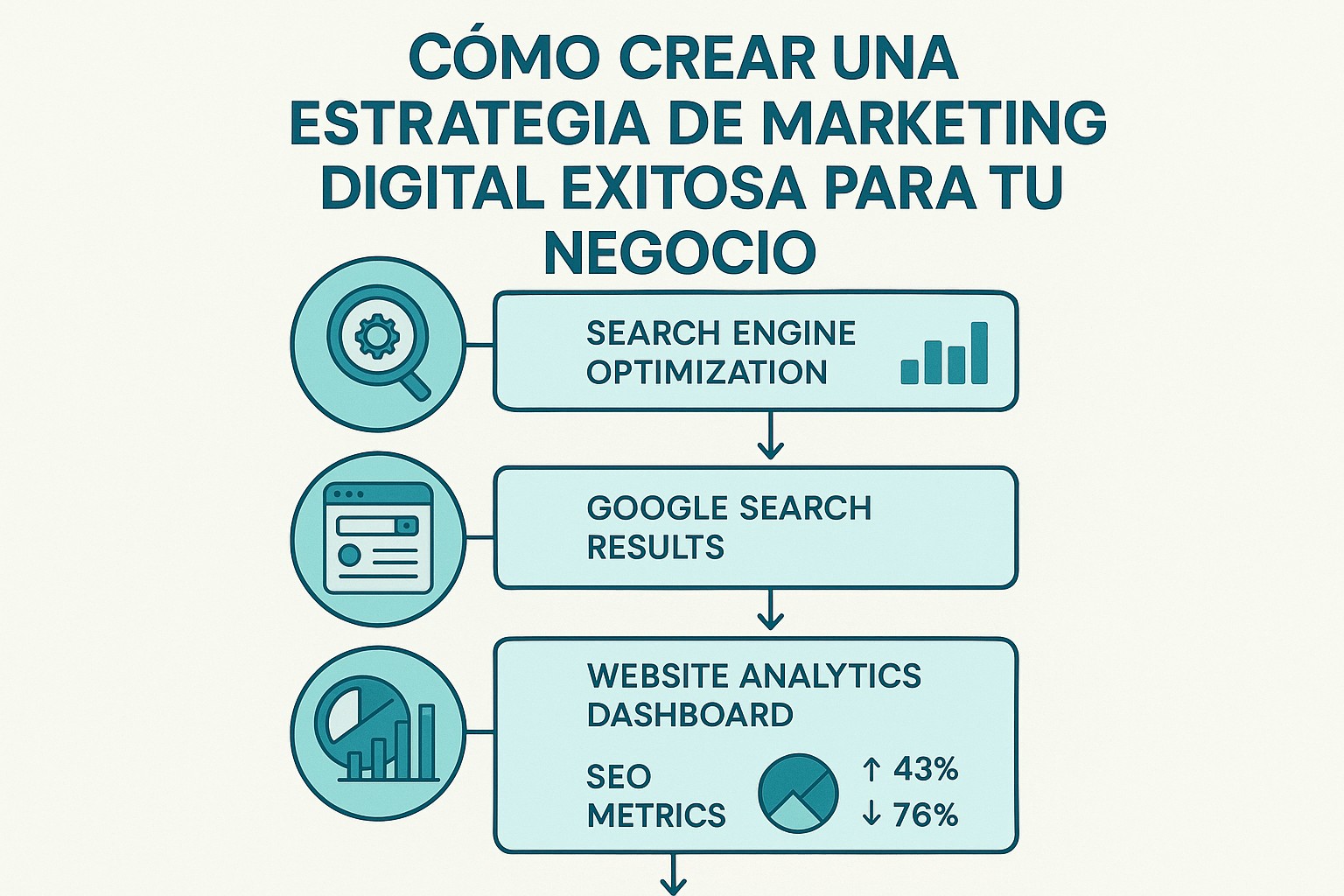 Infografía: guía visual con conceptos y datos clave sobre cómo crear una estrategia de marketing digital exitosa para tu negocio