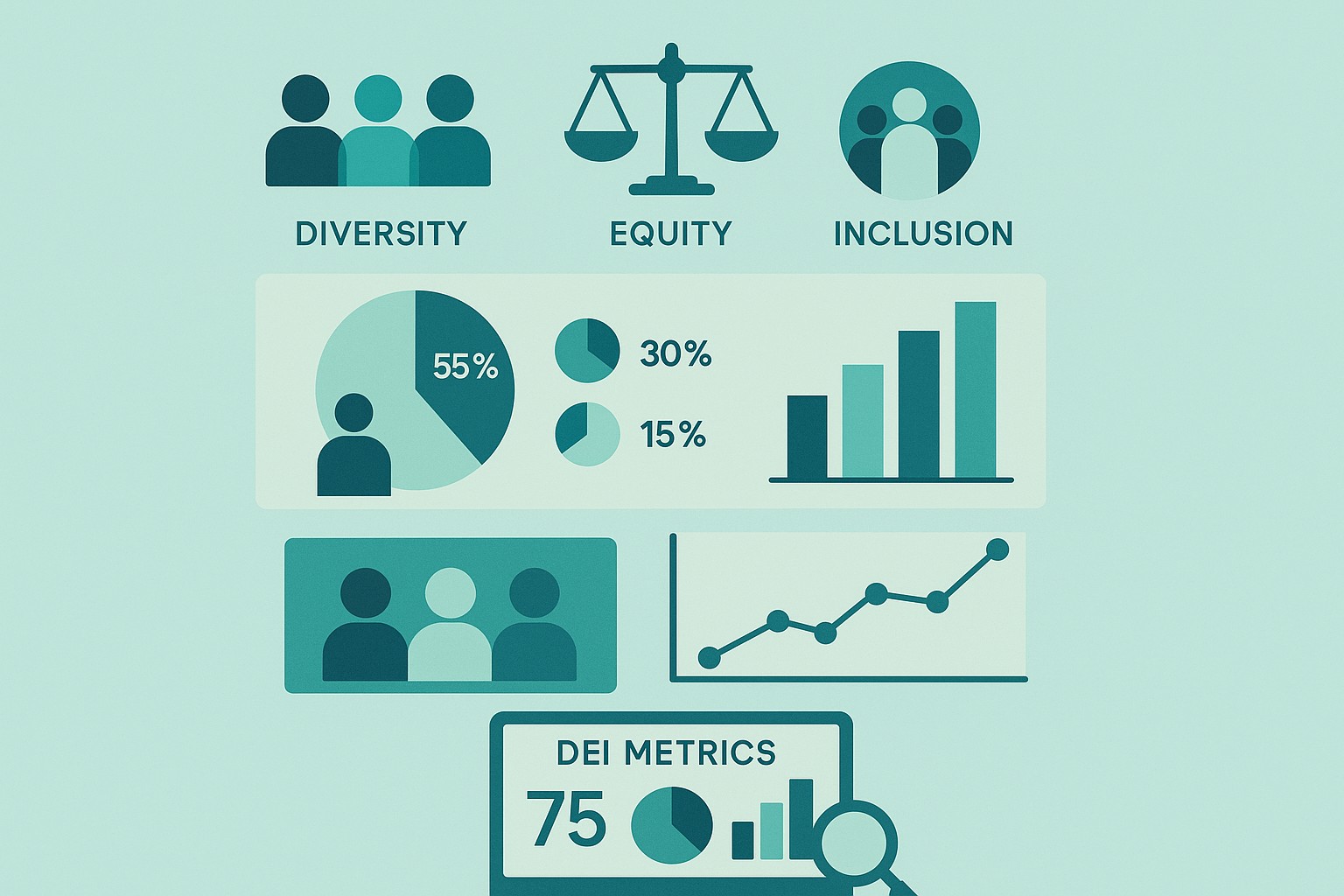 Infografía: conceptos clave de La Importancia de la Diversidad, Equidad e Inclusión (DEI) en Recursos Humanos