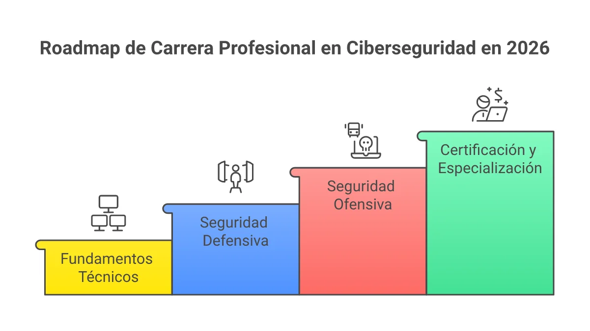 Infografía Roadmap de Carrera Profesional en Ciberseguridad 2026