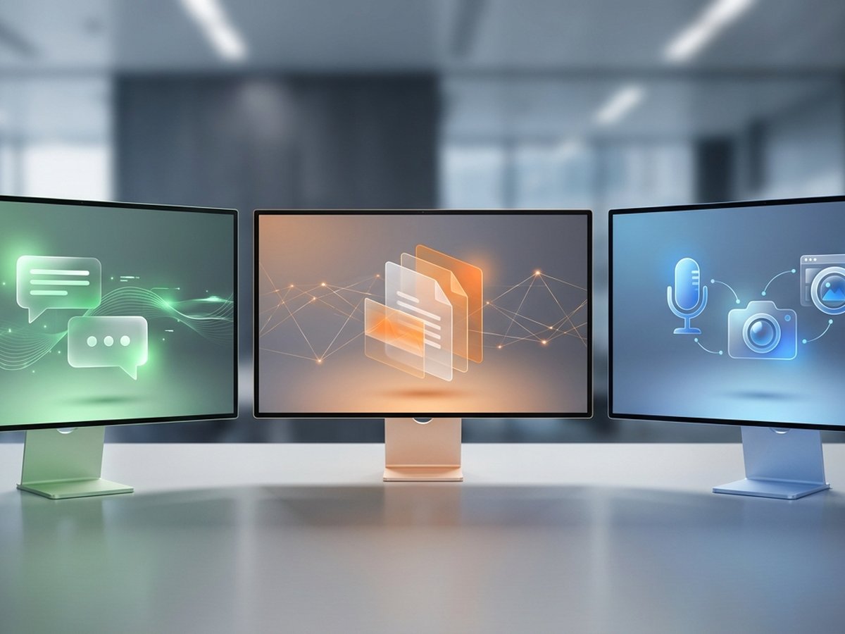 Comparativa visual de los tres principales chatbots de IA: ChatGPT, Claude y Gemini