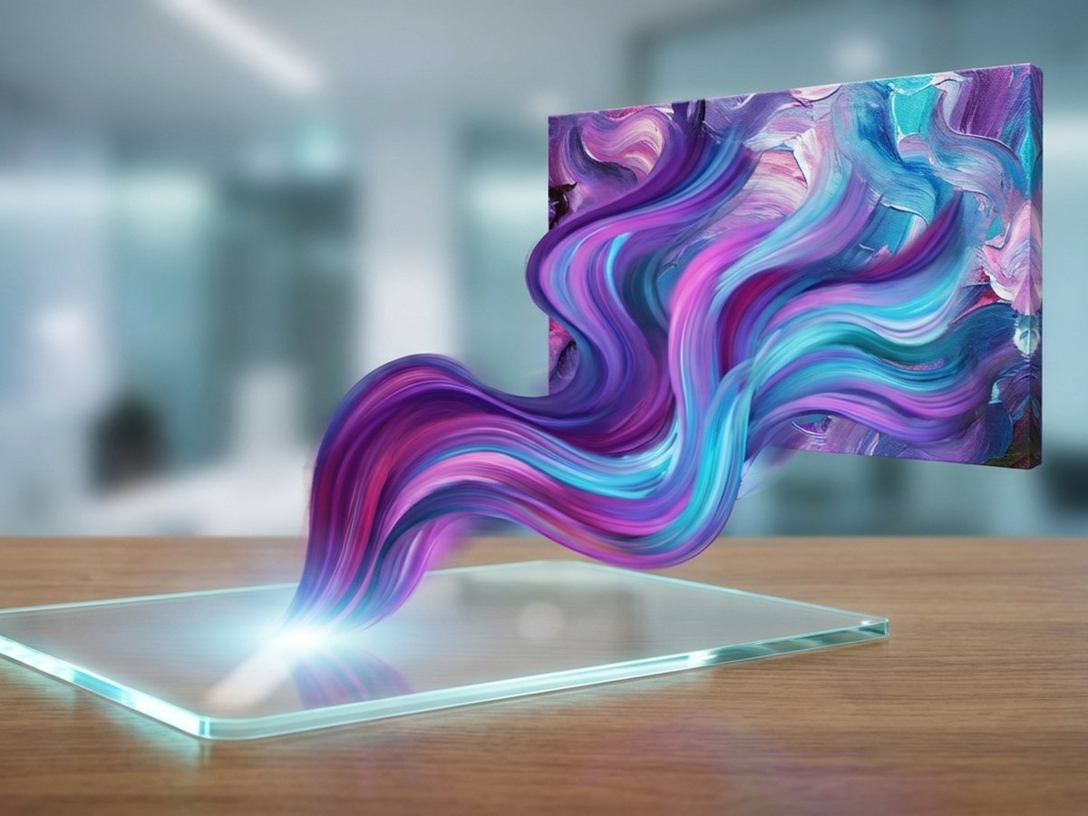 Concepto de generación de imágenes con IA: arte digital emergiendo de una interfaz de prompts