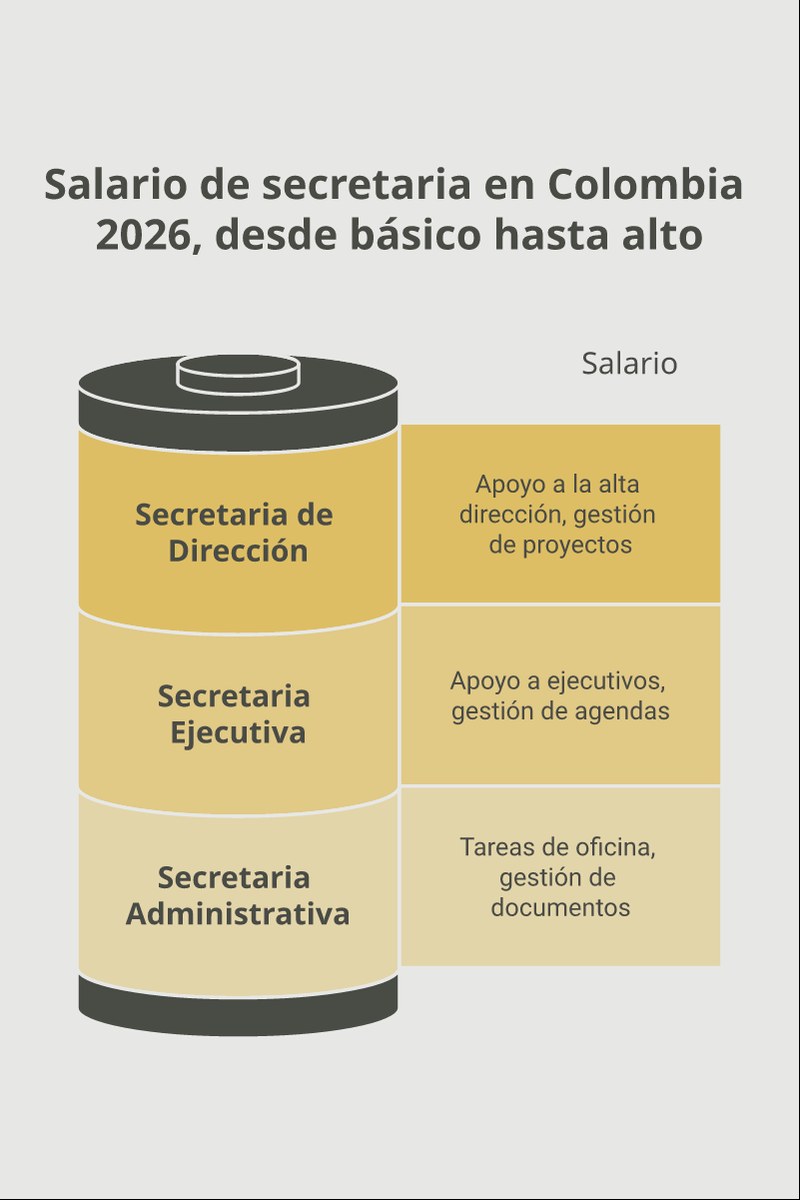 Esquema explicativo de funciones administrativas y escala de salarios para el secretariado en Colombia