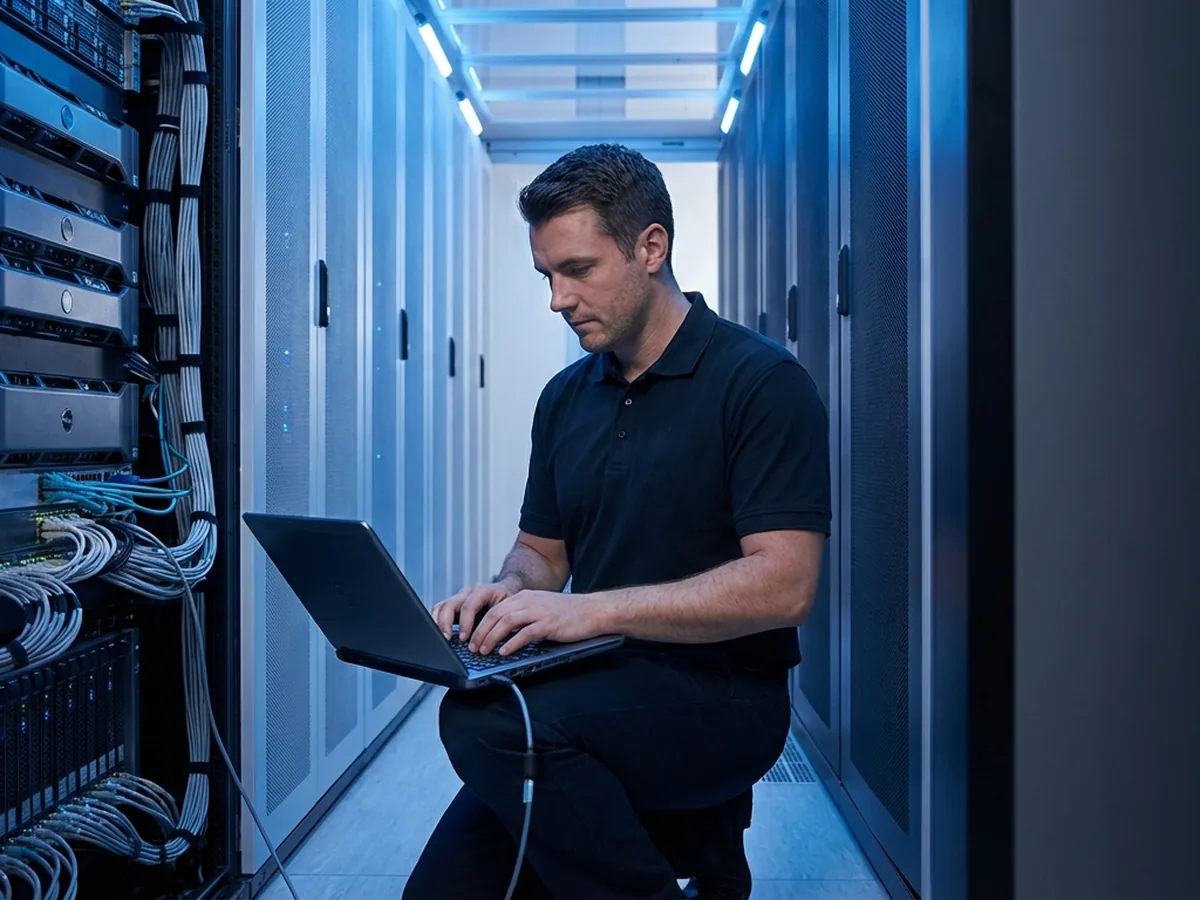 T&eacute;cnico en Redes configurando equipos Cisco